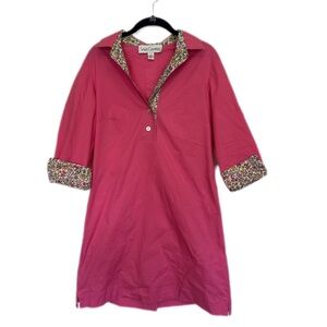 Sara Campbell Pink Floral Carly Shirt Dress with pockets and collar Medium